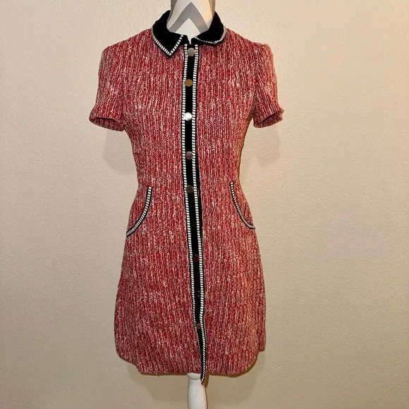 Maje Red and Black Mini Dress - Picture 3 of 14